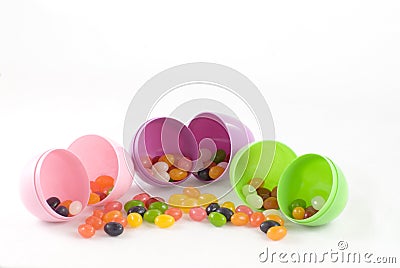 Jelly Beans and Plastic Eggs Stock Photo