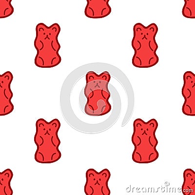 Jelly bear seamless doodle pattern Stock Photo