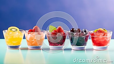 Jelly dessert, light berry snack, serving in a cafe. Fruit bowl. Stock Photo
