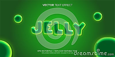 jelly fluffy slime green light cartoon style editable text effect Vector Illustration