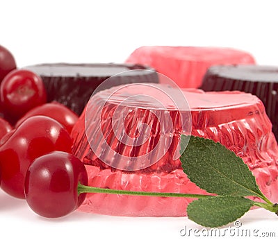 Jelly fruit with a cherry Stock Photo