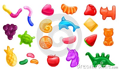 Jelly Gum Candy Set Vector Illustration
