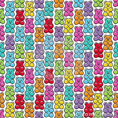 Jelly gummy bears seamless pattern. Vector Illustration