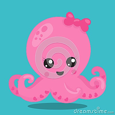 Jelly octopus pink 05 Vector Illustration