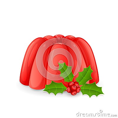 Jelly pudding and holly berry Vector Illustration