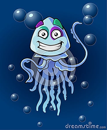 Funny jellyfish comic character Vector Illustration