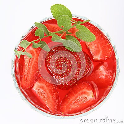 Jelly with strawberries Stock Photo