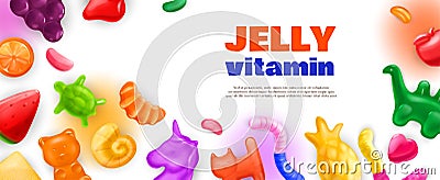 Jelly Vitamin Horizontal Background Cartoon Illustration