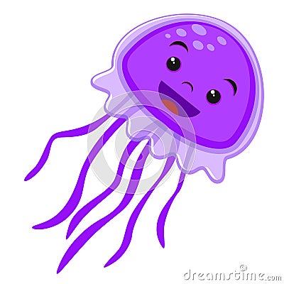 Jellyfish character smiling on a white. Jelly fish cartoon Vector Illustration