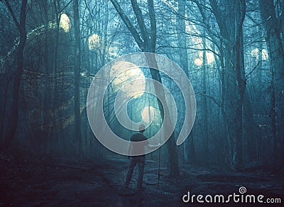 Jellyfish in a dark forest Stock Photo