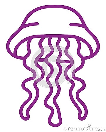 Jellyfish purple, icon Vector Illustration