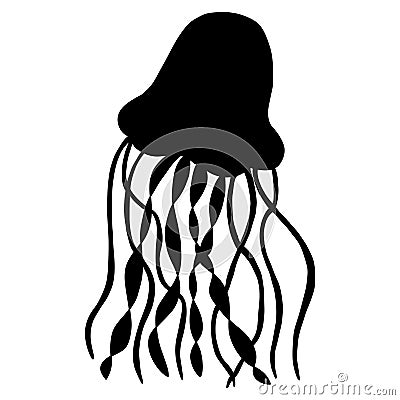 Jellyfish Silhouette Isoltaed on White Background. Stock Photo