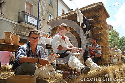 Jelsi, Molise/Italy -07/26/2015- The Wheat Festival, a propitiatory and thanksgiving event to Santa Anna Editorial Stock Photo
