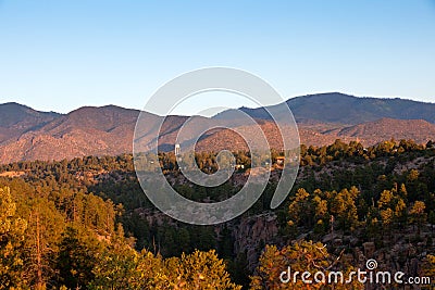 The Jemez Mountains at sunrise in Los Alamos Stock Photo