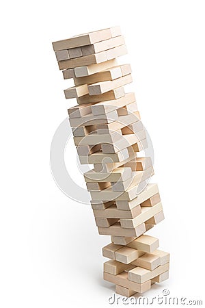 Jenga tower crash Stock Photo