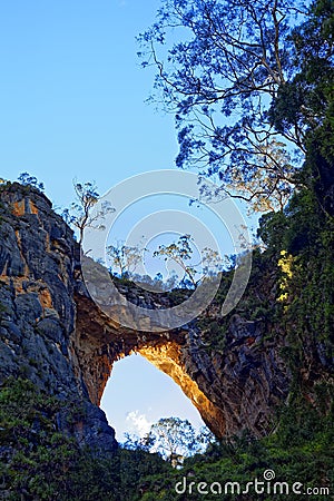 Jenolan Caves Carlotta Arch by sunset low-angle shot Stock Photo