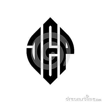 JEP circle letter logo design with circle and ellipse shape. JEP ellipse letters with typographic style. The three initials form a Vector Illustration