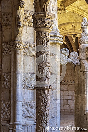 The Jerónimos Monastery balcony in Lisbon, Portugal. Stock Photo