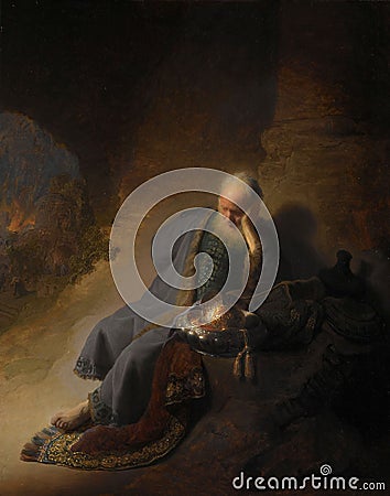 Jeremiah Lamenting the Destruction of Jerusalem, Rembrandt van Rijn, Rijksmuseum Editorial Stock Photo