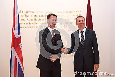 Jeremy Hunt and Edgars Rinkevics Editorial Stock Photo