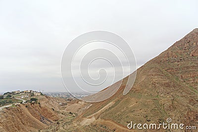 Jericho, Israel. - February 16.2017. View from the Mount of Temptation in Jericho. Editorial Stock Photo