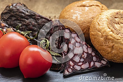 Jerked sausage with vegetables Stock Photo