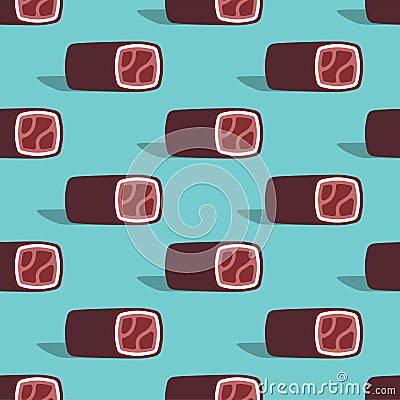 Jerky dry-cured sausage Pattern seamless . sujuk meat delicacy Background Vector Illustration