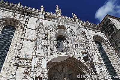 The Jeronimos Monastery, famous Lisbon landmark in Belem in Manuelino, Portugal Stock Photo