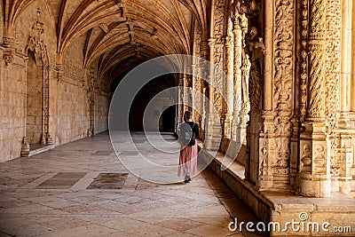 Jeronimos monastery manueline style decoration architecture. Editorial Stock Photo
