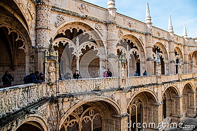 Jeronimos monastery manueline style decoration architecture. Editorial Stock Photo