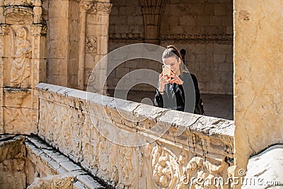 Jeronimos monastery manueline style decoration architecture. Editorial Stock Photo