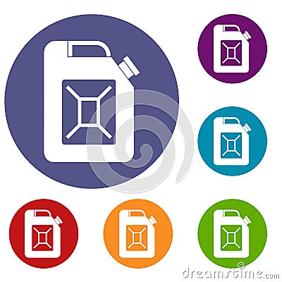 Jerrycan icons set Vector Illustration