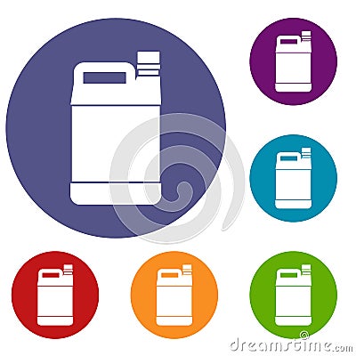 Jerrycan icons set Vector Illustration