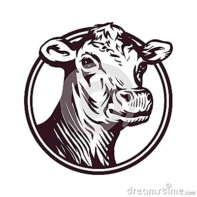 Jersey cow on the background of a farm Vector Illustration