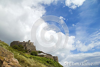 Jersey's Mount Orgueil castle and sky Stock Photo