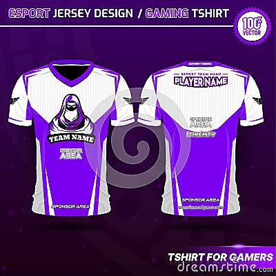 White Purple Gaming Jersey for Lady Stock Photo