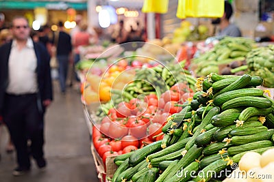 JERUSALEM, ISRAEL - APRIL 2017: Vegetable market. The concept o Editorial Stock Photo