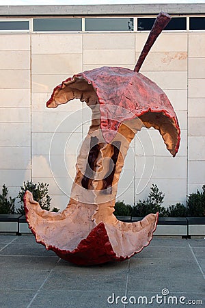 Jerusalem, Israel - December 2, 2013: Apple Core, a 1992 sculpture by Claes Oldenburg and Coosje van Bruggen, located in Billy Editorial Stock Photo