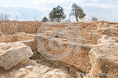 Archaeological excavations of the crusader fortress located on the site of the tomb of the prophet Samuel on Mount Joy near Editorial Stock Photo