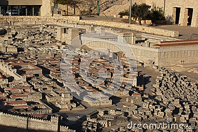 Jerusalem, Israel - December 2, 2013: Sculpture Model of Holyland Jerusalem in the late Second Temple period, located in the Editorial Stock Photo