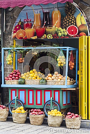 Jerusalem, Israel - 12/15/2019: fruits market, Editorial Stock Photo