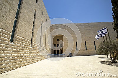 Jerusalem, Israel - July 1 2021: Supreme Court of Israel, Israel flags is flying. Editorial Stock Photo