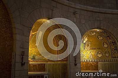 Interior of the Church of Dormition Abbey on Mount Zion in Jerusalem, Israel Editorial Stock Photo