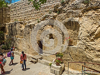 The Garden Tomb, rock tomb in Jerusalem, Israel Editorial Stock Photo