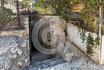 The entrance to the Tomb of the Prophets on the Mount Eleon - Mount of Olives in East Jerusalem in Israel Editorial Stock Photo