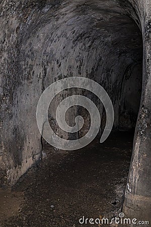 One of the side passages with burials in the Tomb of the Prophets on the Mount Eleon - Mount of Olives in East Jerusalem in Israel Editorial Stock Photo