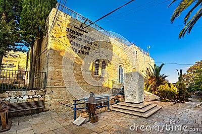 Diaspora Yeshiva Jewish educational institution aside Dormition Abbey on Mount Zion, outside walls of Jerusalem Old City in Israel Editorial Stock Photo