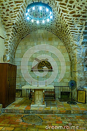 JERUSALEM, ISRAEL, SEPTEMBER 8, 2018: Interior of the Chapel of Ascension in Jerusalem, Israel Editorial Stock Photo
