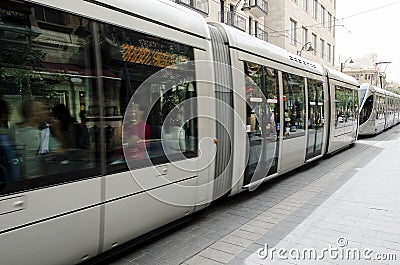 Jerusalem Light Rail Stock Photo