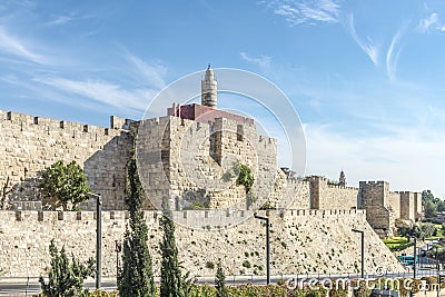 JERUSALEM The main gates and fortress walls of the old city Editorial Stock Photo